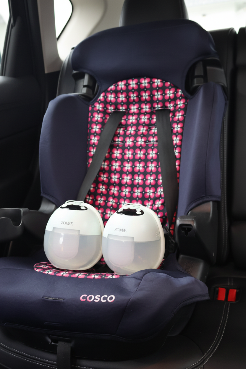 Wearable Pumps Zoomed In on Car Seat