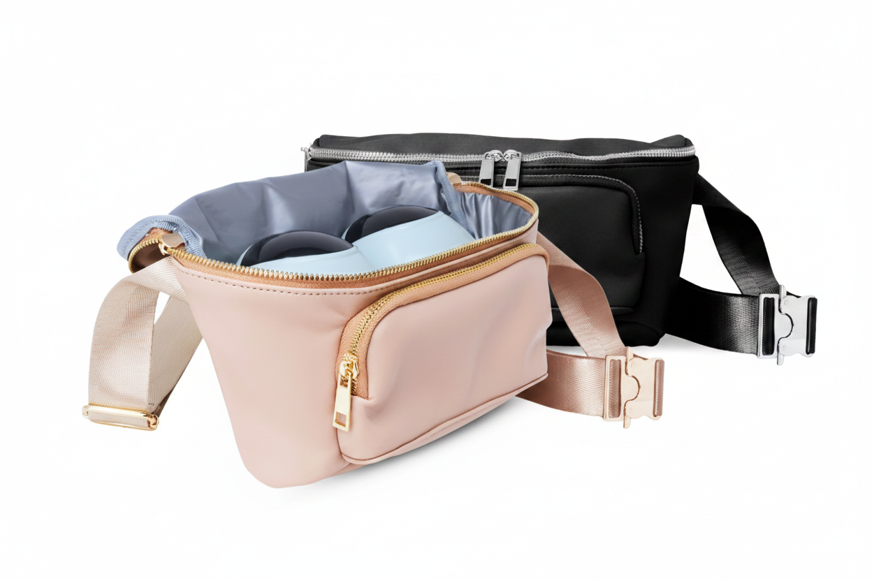 Pink Bag in Front, Black Bag Behind